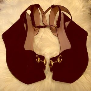 Gucci Suede Horsebit Wedge